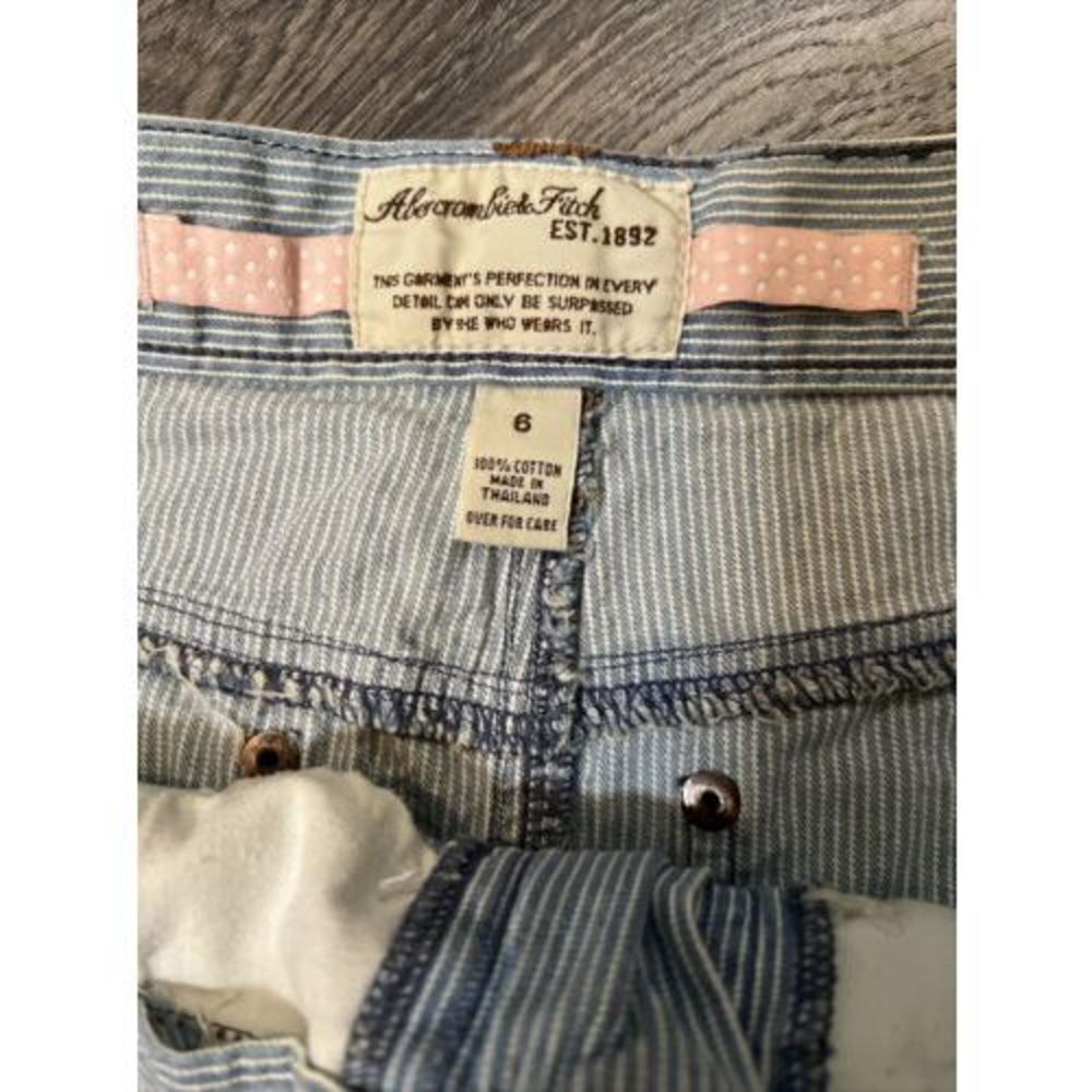 Abercrombie & Fitch Size 6 Skirt Denim Micro Mini Y2K Striped Blue VTG - Picture 4 of 11